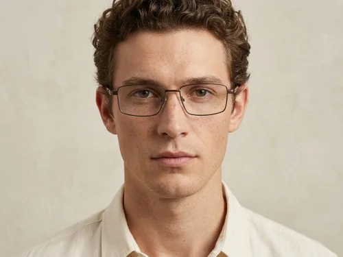 Lunettes rectangulaires en métal brun #BS2012-1021