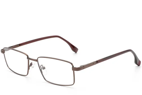 Lunettes rectangulaires en métal brun #BS2012-1021