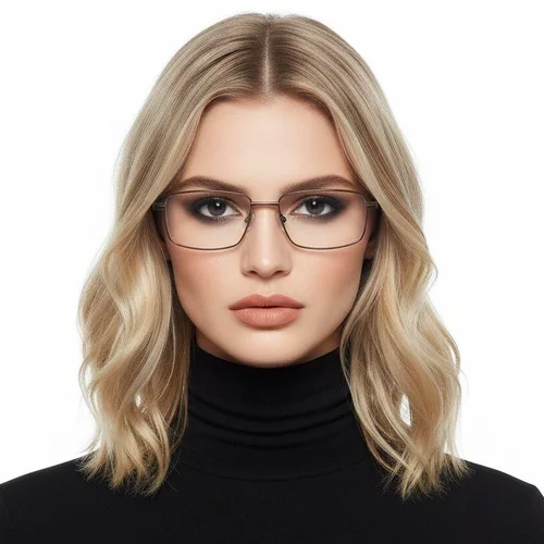 Lunettes rectangulaires en métal brun #BS2012-1021