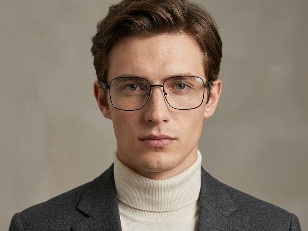 Gafas rectangulares de metal negro #BS2012-1023