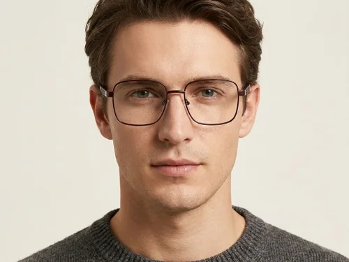 Lunettes rectangulaires en métal brun #BS2012-1024