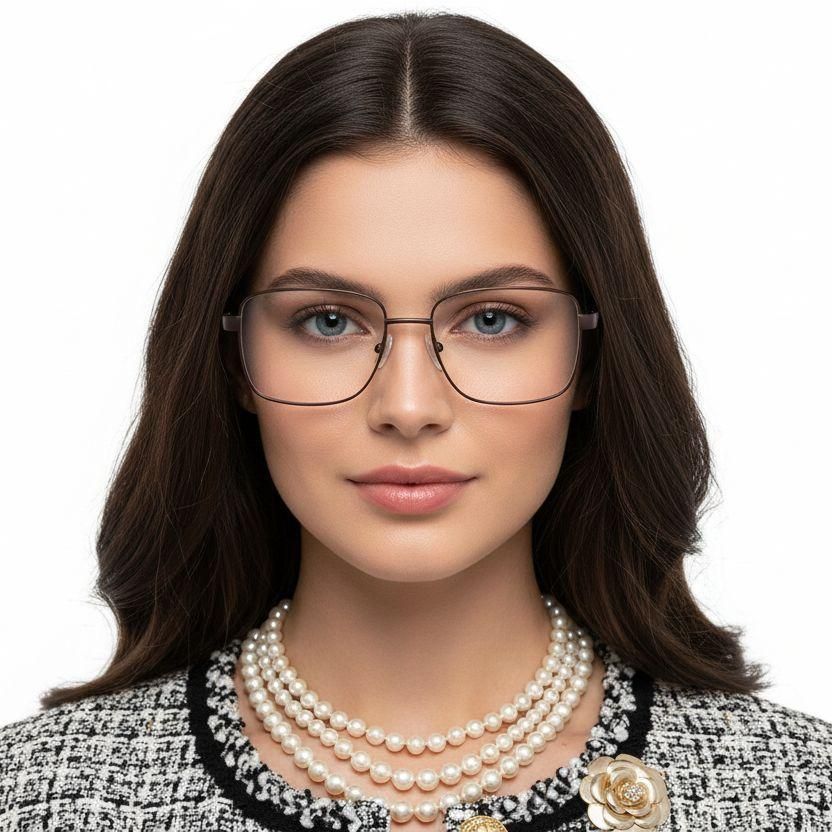 Rectangular Brown Metal Glasses #BS2012-1024