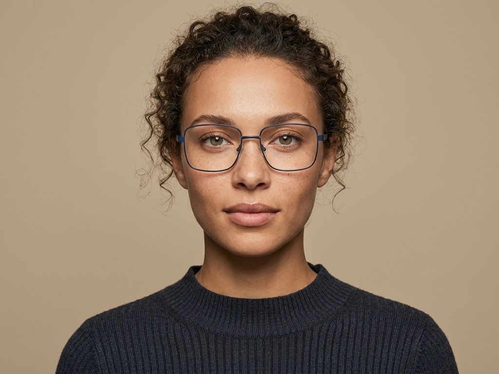 Rectangular Blue Metal Glasses #BS2012-1025