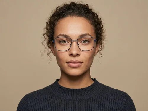 Lunettes rectangulaires en métal bleu #BS2012-1025