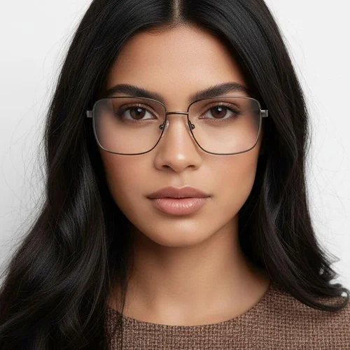 Lunettes rectangulaires en métal gris #BS2012-1026