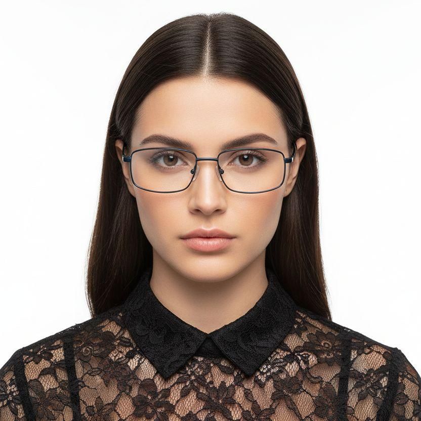 Rectangular Blue Metal Glasses #BS2012-1030