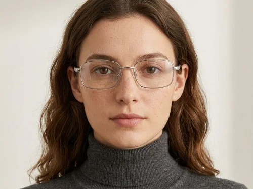 Lunettes rectangulaires en métal argenté #BS2012-1032