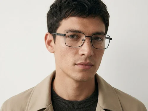 Lunettes rectangulaires en métal noir #BS2012-1034