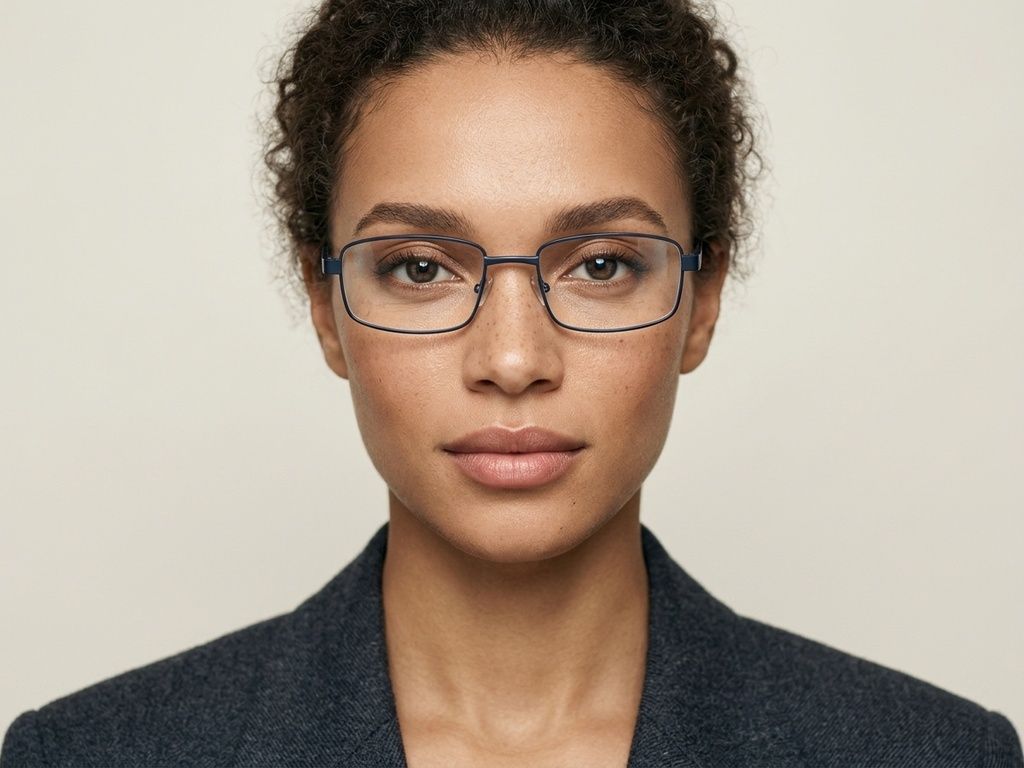 Rectangular Blue Metal Glasses #BS2012-1036