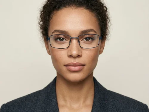 Lunettes rectangulaires en métal bleu #BS2012-1036