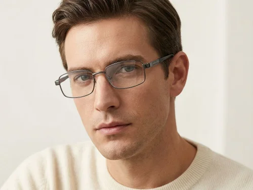 Lunettes rectangulaires en métal gris #BS2012-1037