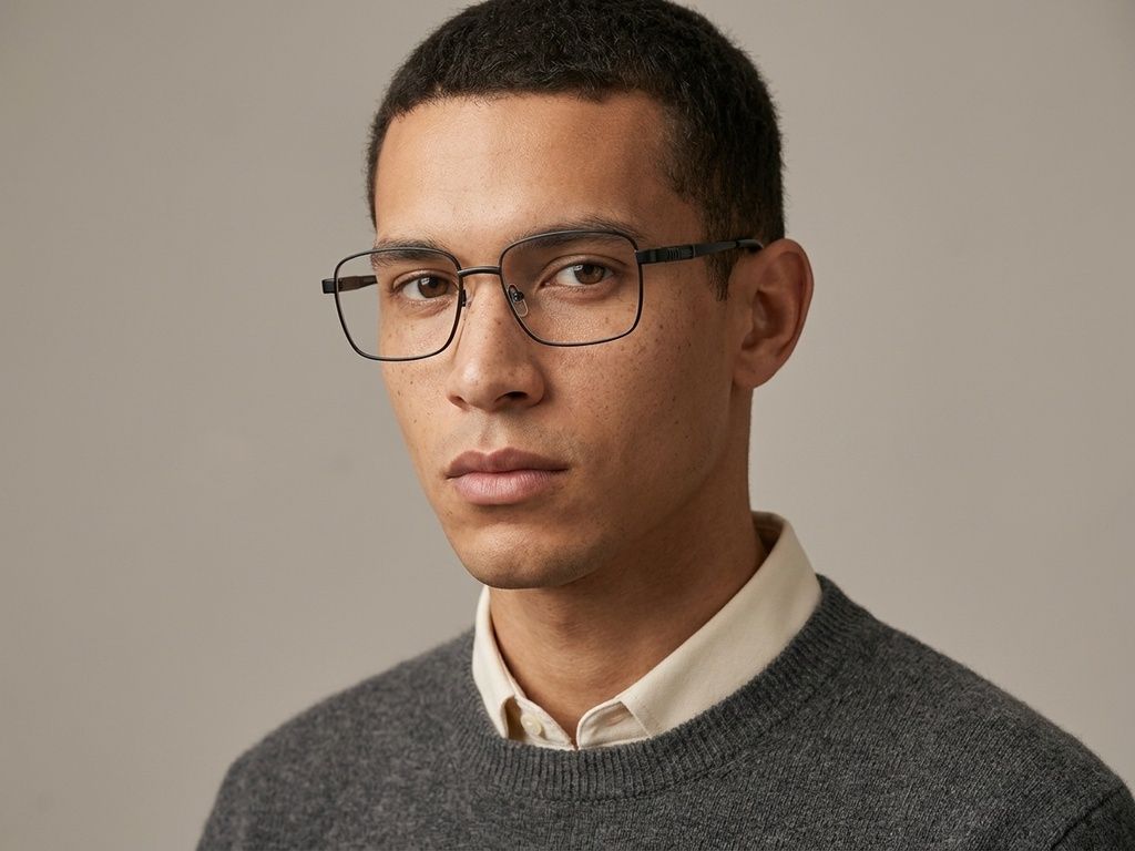 Rectangular Black Metal Glasses #BS2012-1040