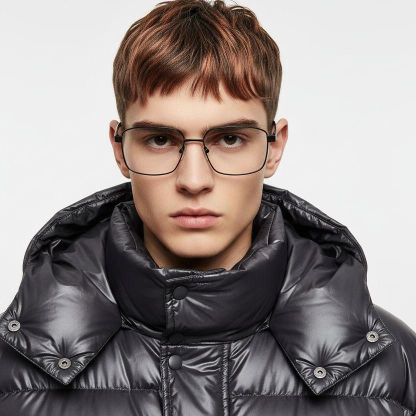 Gafas rectangulares de metal negro #BS2012-1040