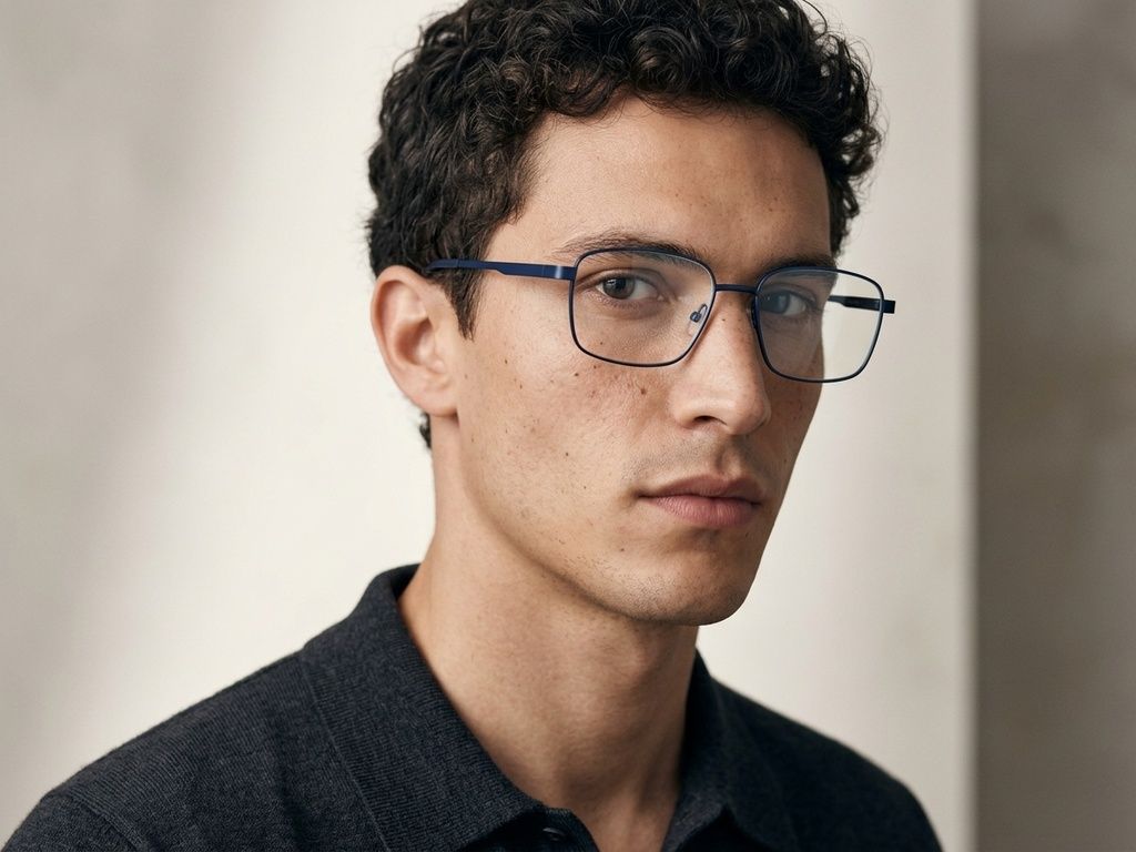Gafas rectangulares de metal azul #BS2012-1041