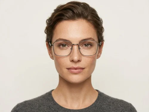 Lunettes rectangulaires en métal gris #BS2012-1047