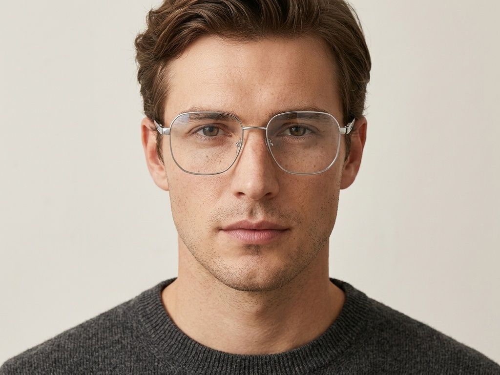 Rectangular Silver Metal Glasses #BS2012-1053