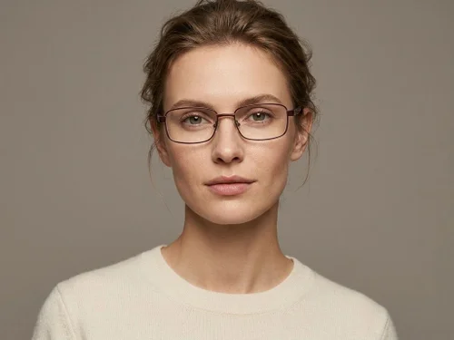 Lunettes rectangulaires en métal brun #BS2012-1056
