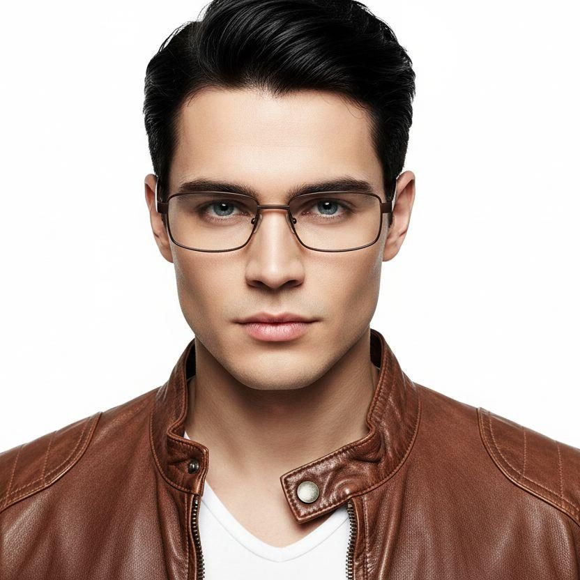 Rectangular Brown Metal Glasses #BS2012-1056