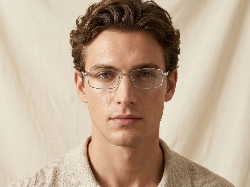Rectangular Silver Metal Glasses #BS2012-1059