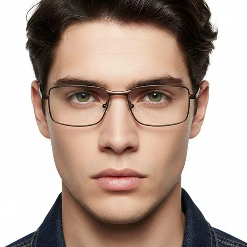 Lunettes rectangulaires en métal brun #BS2012-1062