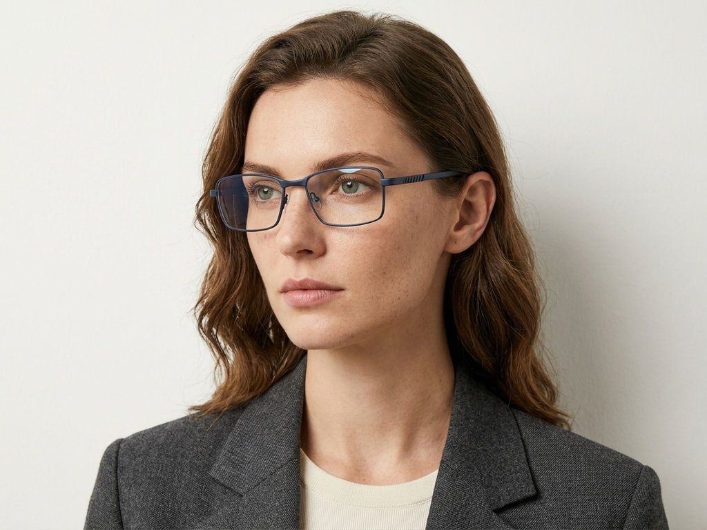 Rectangular Blue Metal Glasses #BS2012-1063