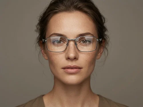 Lunettes rectangulaires en métal gris #BS2012-1064