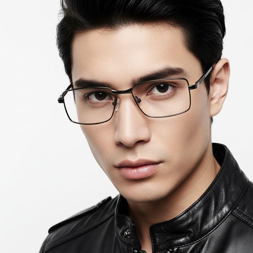 Rectangular Grey Metal Glasses #BS2012-1064