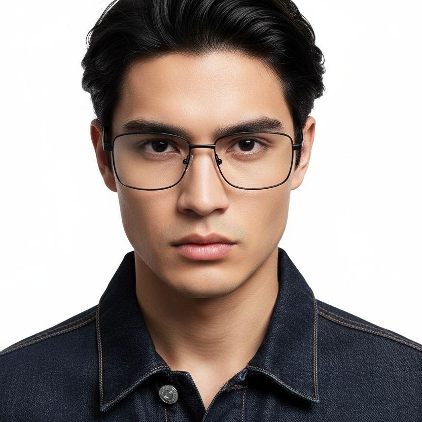 Rectangular Black Metal Glasses #BS2012-1067