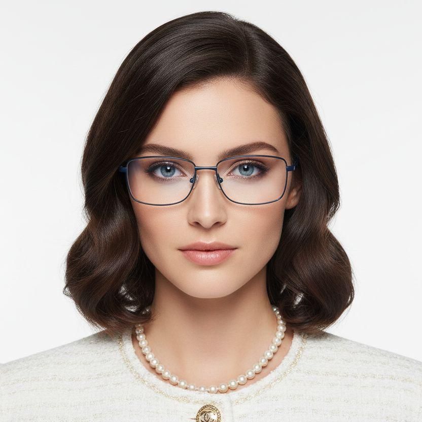 Rectangular Blue Metal Glasses #BS2012-1069