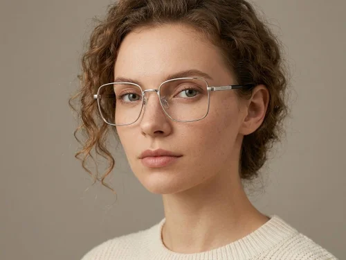 Lunettes rectangulaires en métal argenté #BS2012-1071