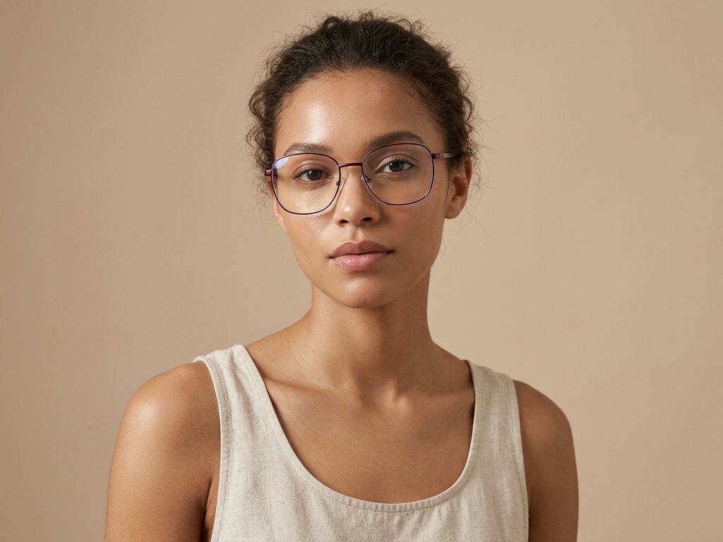 Lunettes ovales en métal marron #BS2012-1074