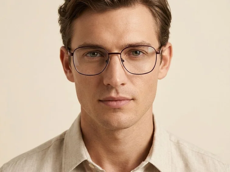 Oval Brown Metal Glasses #BS2012-1074