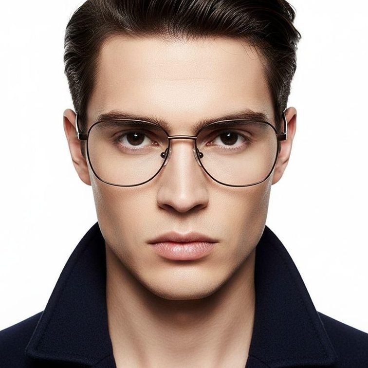 Oval Brown Metal Glasses #BS2012-1074