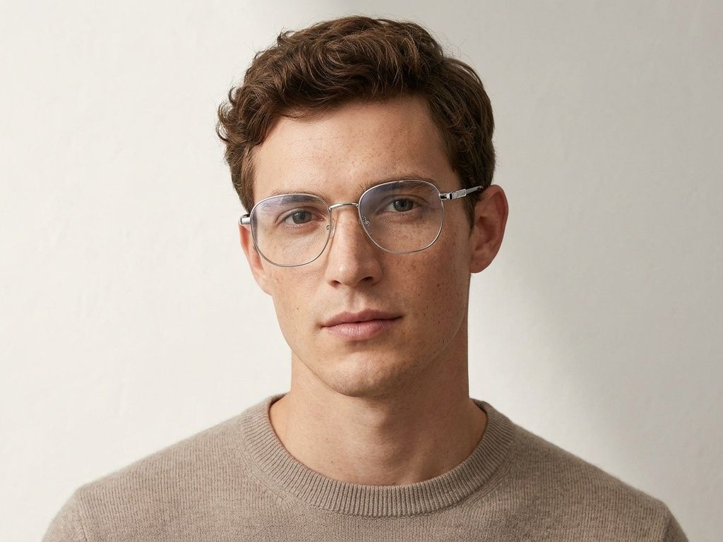 Gafas ovaladas de metal plateado #BS2012-1076