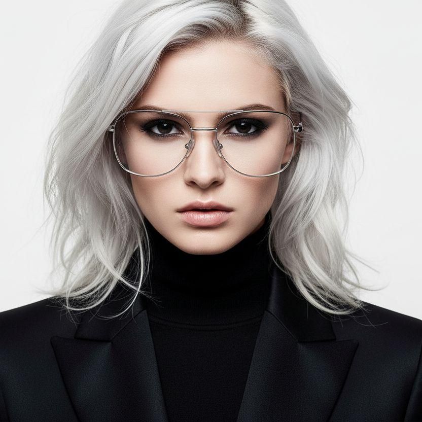 Oval Silver Metal Glasses #BS2012-1076