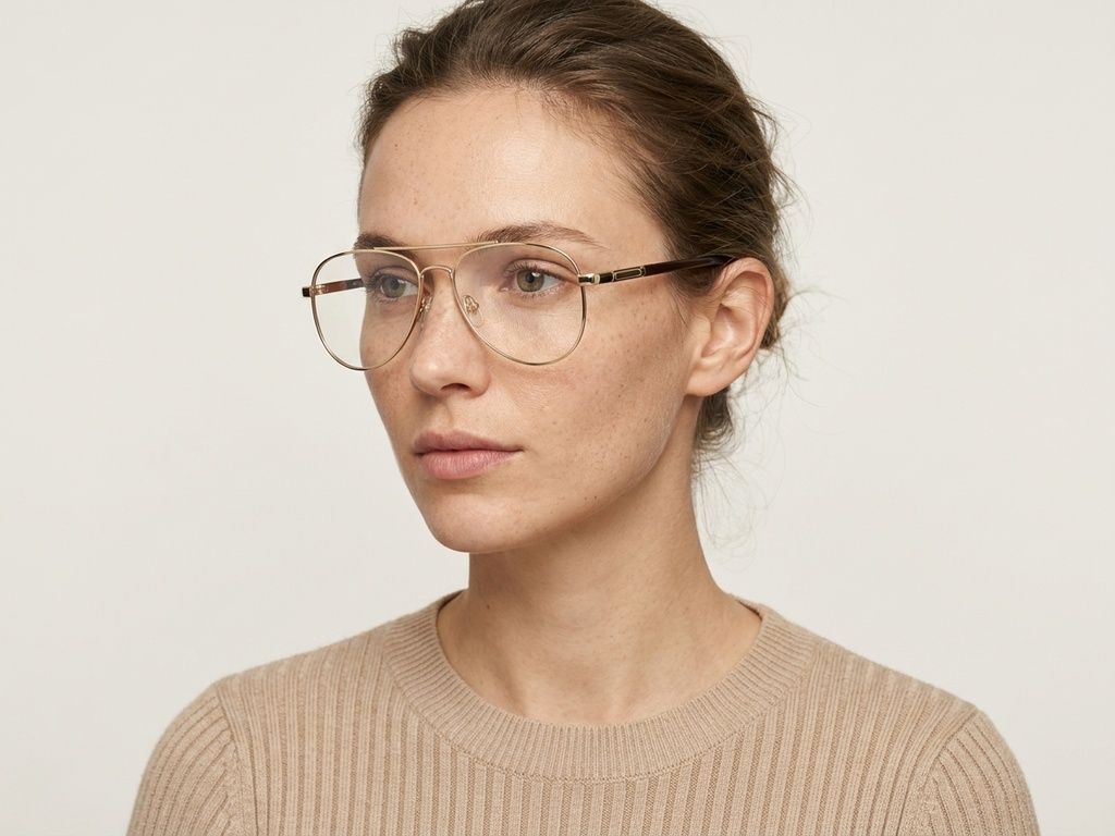 Aviator Golden Metal Glasses #BS2012-1077
