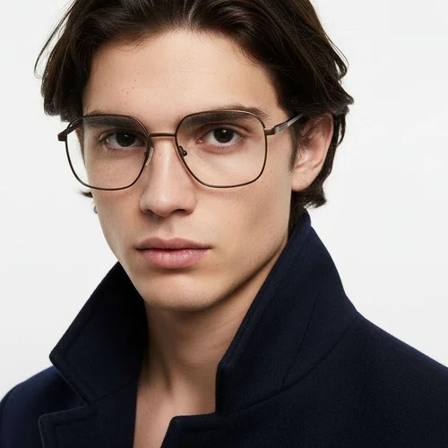 Lunettes rectangulaires en métal brun #BS2012-1084