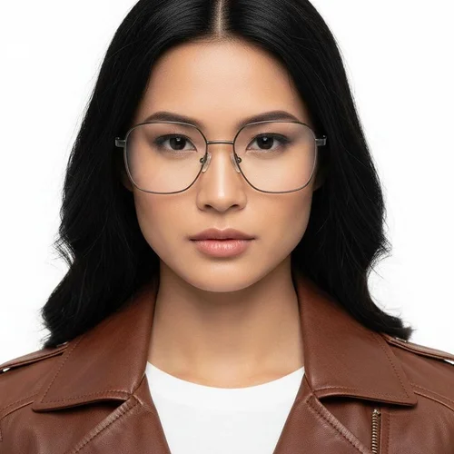 Lunettes rectangulaires en métal gris #BS2012-1085