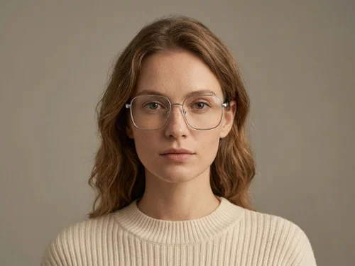 Lunettes rectangulaires en métal argenté #BS2012-1086