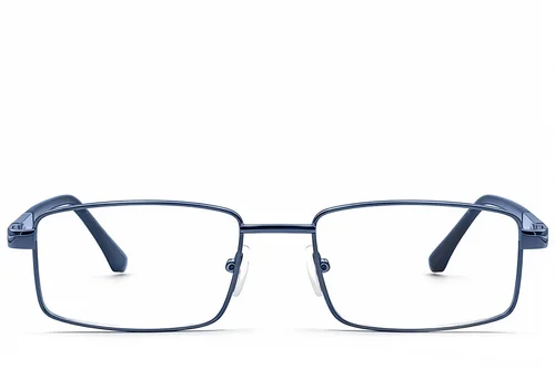 Lunettes rectangulaires en métal bleu #BS2012-1111