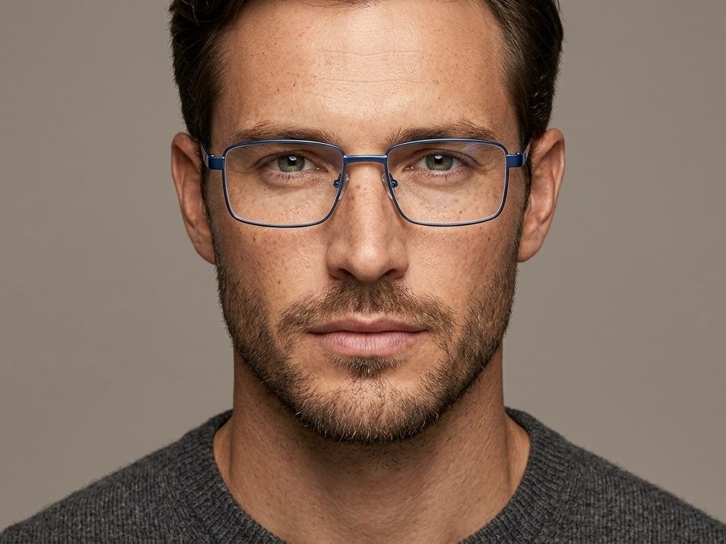 Rechteckige blaue Metallbrille #BS2012-1117