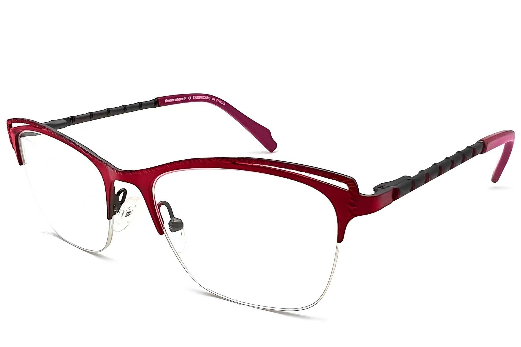 Occhiali semi-senza montatura in metallo rosso #BS2012-1134