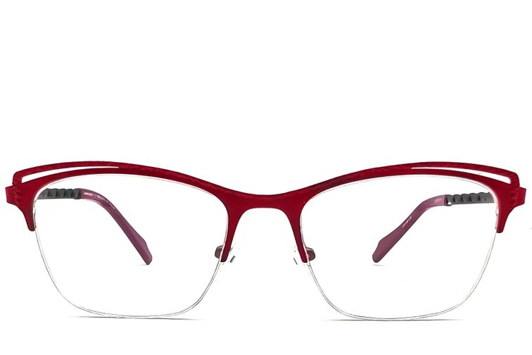 Semi-rimless Red Metal Glasses #BS2012-1134
