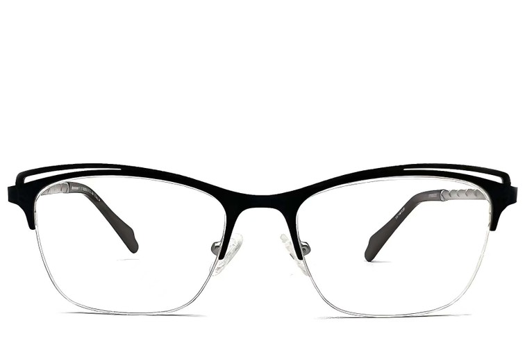 Semi-rimless Black Metal Glasses #BS2012-1135