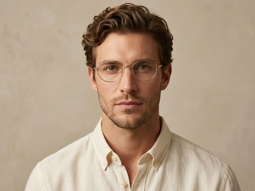 Oval Golden Metal Glasses #BS2012-1136