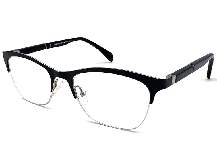 Semi-rimless Black Metal Glasses #BS2012-1143