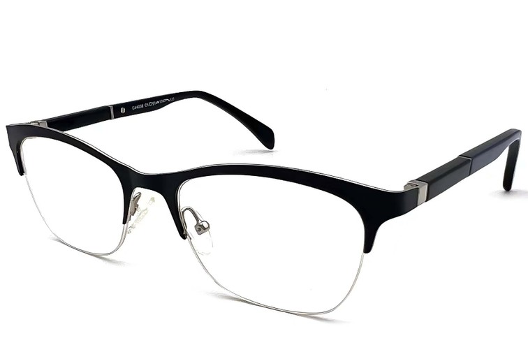 Semi-rimless Black Metal Glasses #BS2012-1143