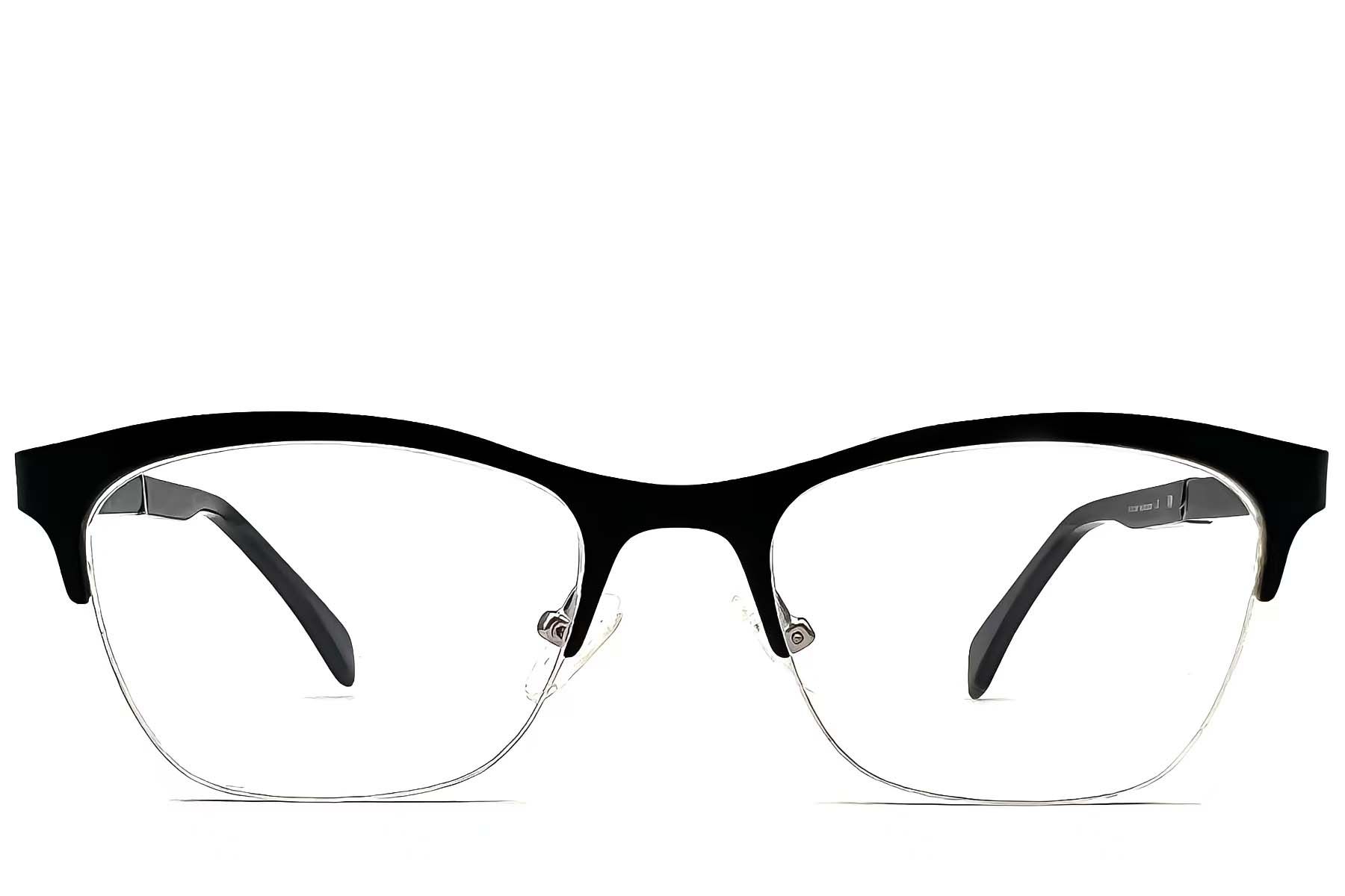 Semi-rimless Black Metal Glasses #BS2012-1143