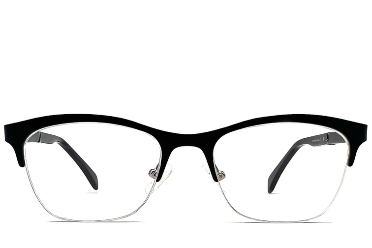 Semi-rimless Black Metal Glasses #BS2012-1143