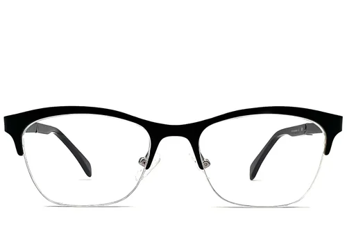 Lunettes semi-cerclées en métal noir #BS2012-1143